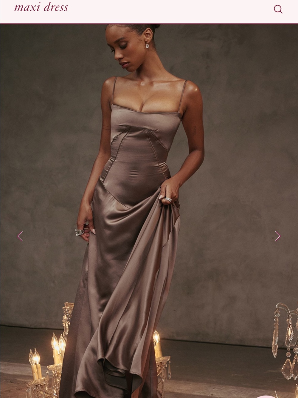 House of CB Brown Satin Maxi Slip Dress with Spaghetti Straps - Picture 3 of 6